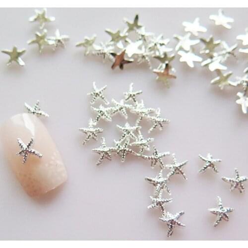 100pcs Gold Silver 3mm5mm Starfish Nail Charm/ 3D Nail Charm/ 3D Allo Decoration/ Sea Metal Charms/ ALLOY Art/ Nail Art Supplies