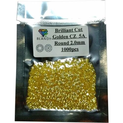 1000pcs Free Shipping AAAAA Grade Golden Yellow Small Size 1-3mm Loose Zircon Stone Round Cut Cubic Zirconia
