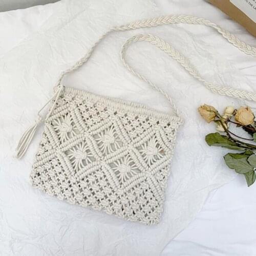 2020 Tassel hand held messenger bag cotton rope cotton thread bag diagonal back single shoulder hand woven bag