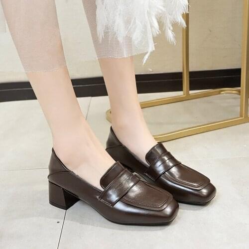 2020 Woman Shoe New Designer Shoes Women Pumps Black Heels Work Leather Ladies Shoes Plus Size Excellent Zapatos mujer U14-12