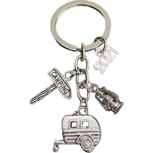 2021 Bus Street Sign Lamp Keychain Creative Retro Graduation Travel Keychain Friend Gift