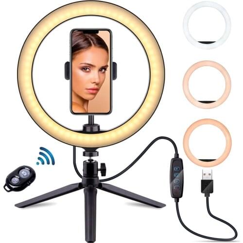 2021 Self-Timer Fill Light Desktop Selfie Stick For Mobile Phone Bracket Tripod Lamp USB LED Light Ring Light For iPhone Samsung