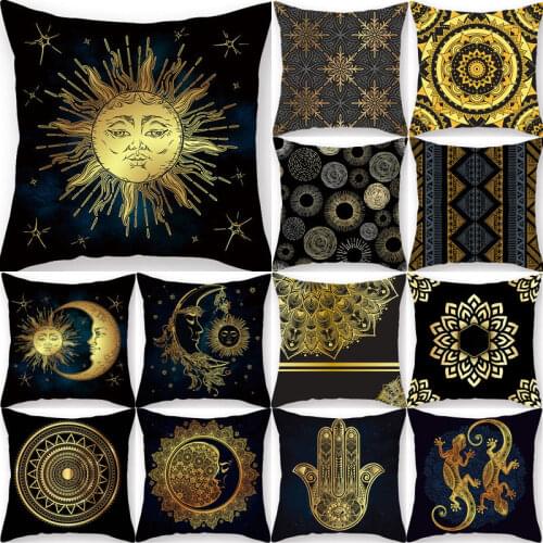 45*45cm Cushion Cover Decorative Pillow Case Gold Printed Creative Pattern Sofa Seat Car Pillowcase Soft Bed Kussenhoes Pillow