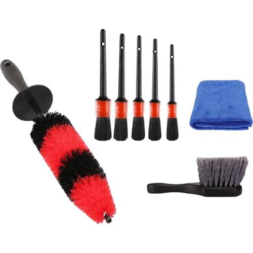 8x Car Detailing Brush Flexible Wheel Brush Car Detailing Brush Kit for Car Cleaning Air Vent Dashboard Auto Detail Brush Tool