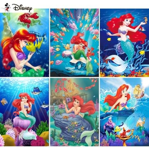 Disney 5D DIY Diamond Embroidery Full Display "Cartoon mermaid" Diamond Painting Square/Round Rhinestones Decor Art