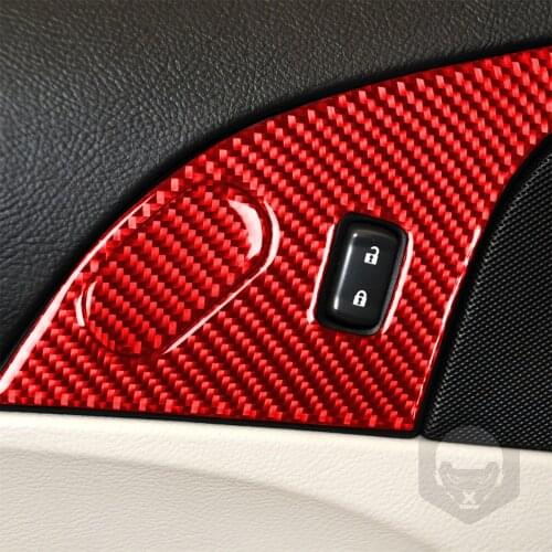 Car Door Lock Panel Frame Cover Trim Sticker Set for Chevrolet Corvette C6 2005-2013 Carbon Fiber LHD Decoration Accessories Red