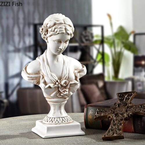 White Imitation Plaster Venus Girl Head Bust Sculpture Creative Resin Figure Statue Crafts Living Room Entrance Home Decoration