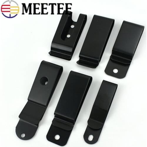 Meetee 5pcs Black Metal Spring Buckles Belt Holster Sheath Clip Clasp for Pockets Wallet Key Hooker DIY Waist Clips with Screws