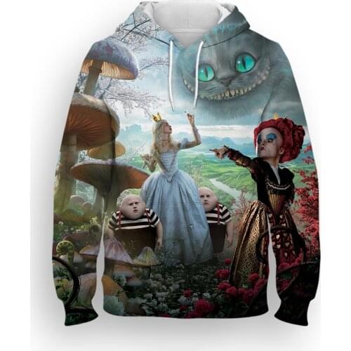 Alice in Wonderlan 3D Printed Cartoon Anime Boy Girl Children Hoodie Oversize Fashion Casual Men Woman Sweatshirt