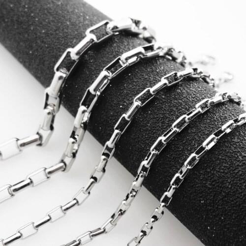 Circular Arc Long Box Chain 316L Stainless Steel Shiny Necklace Jewelry 2/2.5/3/4/5/6mm 35cm-90cm