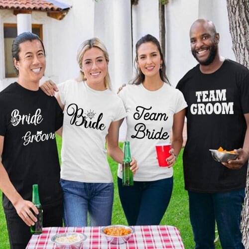 Team Bride Team Groom Male Short Sleeve Female Tshirt Bachelor Party Graphic Top Husband Wife T Shirt Wedding Best Man Tee Shirt
