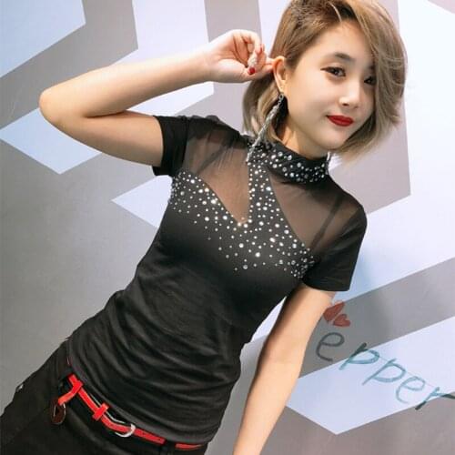 Diamonds t shirt women tshirt camisetas mujer verano 2018 summer korean mesh top tee shirt femme t-shirt women funny t shirts