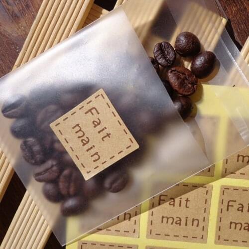 108Pcs Frence Hand Made Fait Main Seal Sticker Cake Packaging Sealing Label Kraft Sticker Baking Wedding Party DIY Gift Stickers
