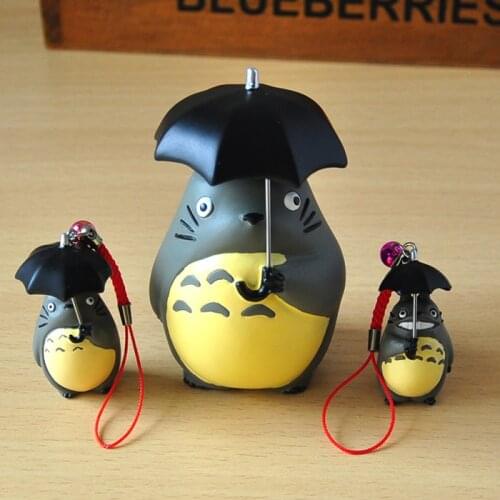 Hayao Miyazaki Anime Action Fugures Toys 2 Classic Styles Totoro Holding Umbrella Pendant Totoro Mobile Phone Rope Doll Gifts
