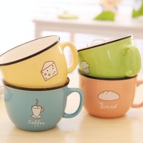 1PC Japan Style Creative Candy Color Ceramic Mug Coffee Milk Breakfast Cup Cute Porcelain Tea Mugs 250ml Novetly Gifts LF 086