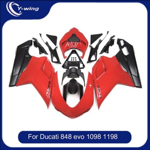 Motorcycle Fairing Kit Red White Motorcycle Fairing DUCATI 848 evo 1098 1198 1098S 2007 2008 2009 2010 2011 2011 Car Protection