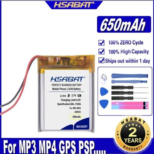 HSABAT 482933 650mAh lithium Li ion polymer rechargeable Battery for MP3 MP4 GPS PSP Digital Driving recorder Batteries