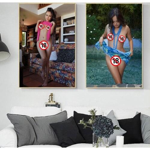 Wall Art Posters Beauty Flirt Girl LI MOON Sexy Model Tease Woman Pictures HD Print Canvas Paintings Art Living Room Decorations