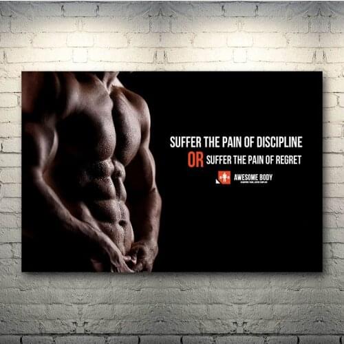 Fitness Muscular Man Art Poster Inspirational Quotes Print Canvas Paintings Fitness Exercise Pictures Home Decoration Gym Room