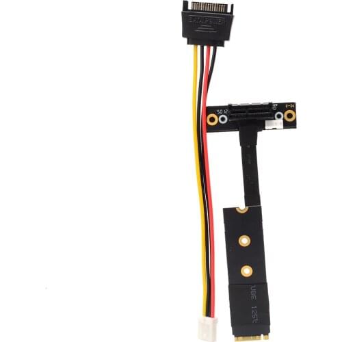 Newest Graphics Video Cards Extension Cable PCIe3.0 x1 To M.2 M Key NVME SSD Riser Adapter With 4P Sata Power GPU For BTC Mining