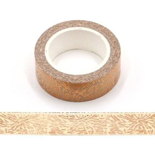 New 1PC 15mm*10m Gold Foil flower Washi Tape Bronze Color Japanese Kawaii DIY Scrapbooking Tools Masking Tape