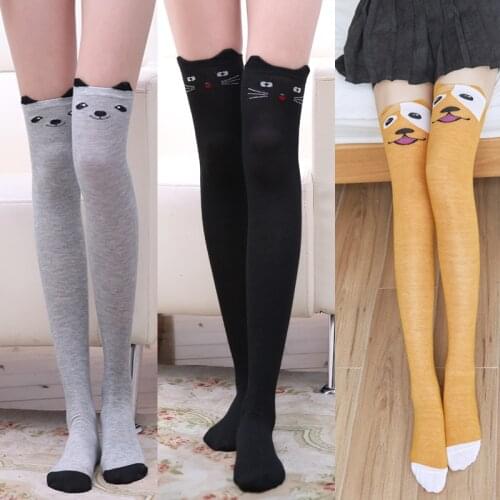New Spring and Autumn Cartoon Long Tube Cute Animal Over The Knee Socks Ladies Cute Kawaii High Tube Womens Socks Thigh High