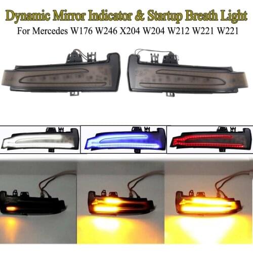Pair LED Dynamic Rearview Side Mirror Light Turn Signal Light for Mercedes for Benz W221 W212 W204 W176 W246 X156 C204 C117 X117