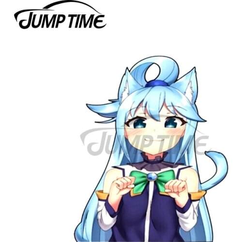 Jump Time 13 x 6.3cm For Nekko Aqua Peeker Decal Windshield Windows Car Stickers Motorcycle Anime Waterproof Car Assessoires