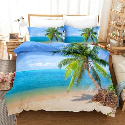 Palm Tree Bedding Set Beach Fashion 3d Duvet Cover Set Comforter Bed Linen Twin Queen King Single Size Home Dropshipping Scenery