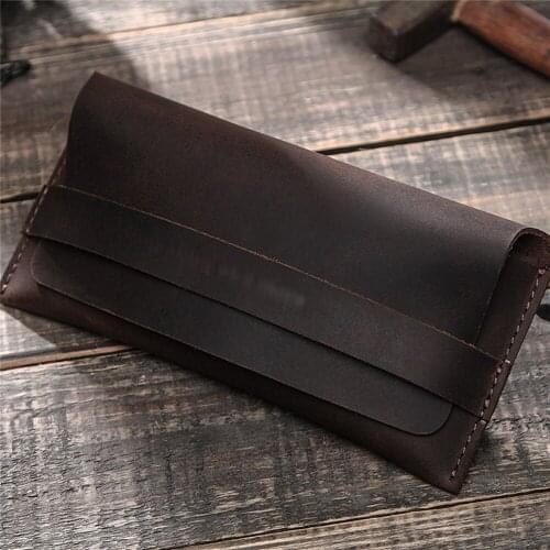 Portable Eyeglasses Storage Bag Vintage Leather Sunglasses Protective Bag Carrying Case