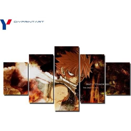 Dragon Son 5 Pieces Posters and Prints Anime Fairy Tail Wall Art Canvas Home Decoration A0508