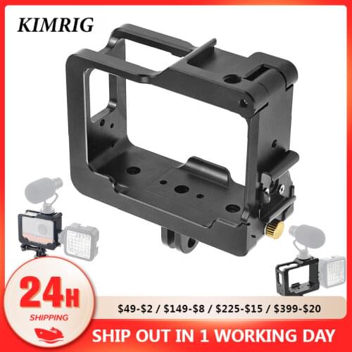 KIMRIG 360 Panoramic Camera Frame Cage Rig Protective Case With Cold Hot Shoe Adapter 1/4 Mount For Insta360 One R 4K Tripod