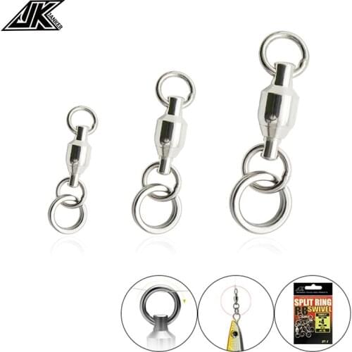 50-200LB Fishing Connector Ball Bearing Barrel Fishing Rolling Swivel Stainless Steel Connector Solid Ring Saltwater Tackle