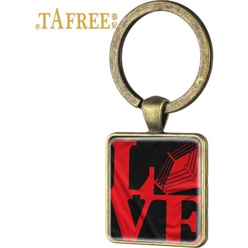 TAFREE Vintage square keychain Wrestling sport loves Fans souvenir Simple Wrestling art photo keyring jewelry WR54