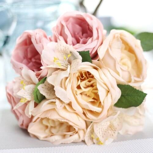 HIGHT Quality wedding bouquets bruidsboeket Rose Lily Artificial Flowers bridal flowers for Wedding Home Party Decoration