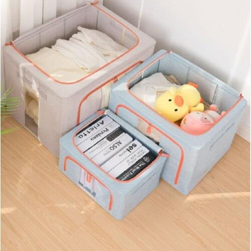 Clothes storage artifact cotton hemp large folding wardrobe storage box household clothes sorting storage box