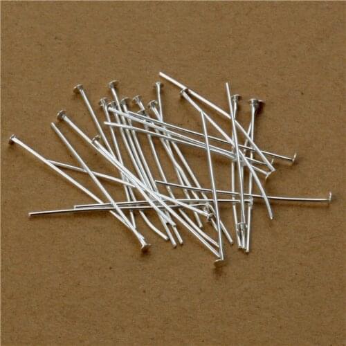 200pc 50mm Flat Head Pin silver plated studs beads Needle components earring bracelet craft Dangle Charms Clasps Hook kit
