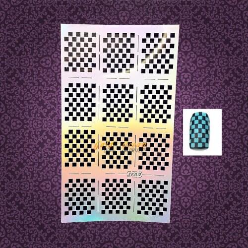 1PC Sexy Tips Easy Use DIY Squar Grid Mesh Hollow Nail Sticker Plate Nail Foils Polish Aribrush GJV202 Manicure Nail Art Decals