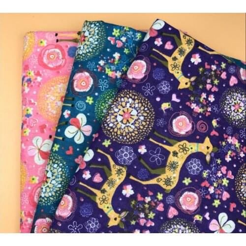 150cm X 50cm Sika deer pattern printed linen cotton fabric for curtain and taiblecloths and cushions