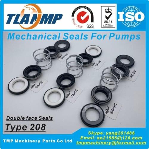 208-25 , 208D-25 Double Face Mechanical Seals (Material: CA/CE/NBR, SiC/SiC/V, TC/TC/V) | Shaft Size 25mm, Outer Size 40mm