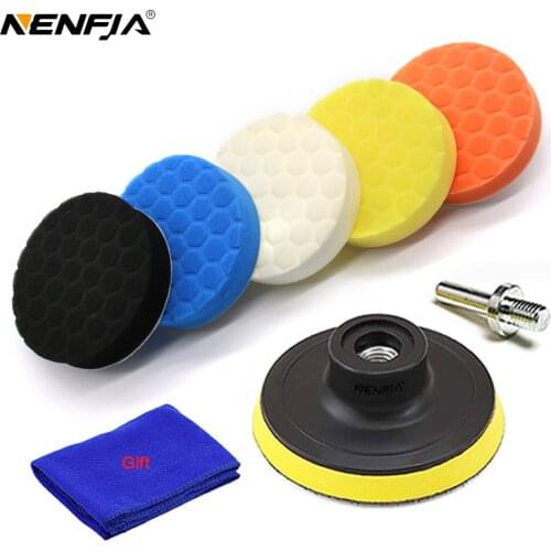 5pcs Hexagonal Polished pad set Sponge Disc Buffing Sponge Waxing Polishing Pad Kit Set For Car Polisher Buffer 3/4/5/6/inches