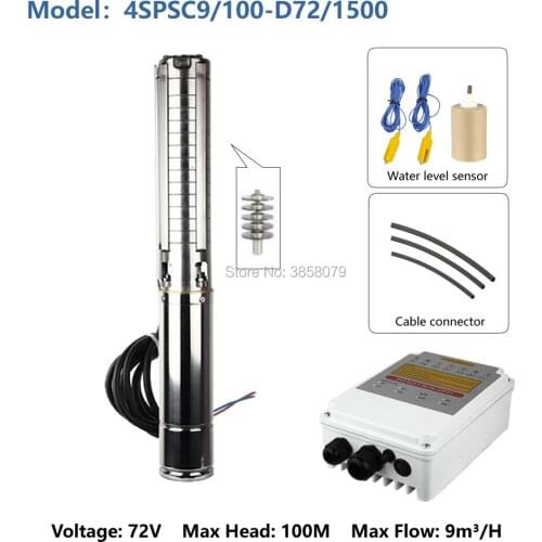 72v deep well solar water pumping machine system farm irrigation water pump machine 4SPSC9/100-D72/1500
