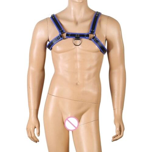 Fetish Gay Gothic Bdsm Bondage Harness Adjustable Armors Belt PU Leather Men Body Chest Half Harness Belt Costume Nighclub wear