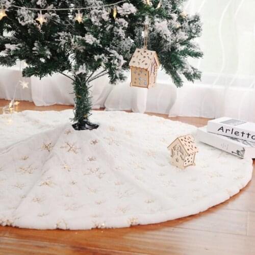 White Plush Snowflake Christmas Tree Skirt Christmas Decorations