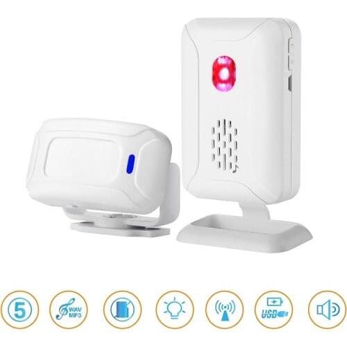 Wireless PIR Motion Sensor Detector Security Alarm Doorbell Shop Store Office Home Front Door Entry Welcome Doorbell