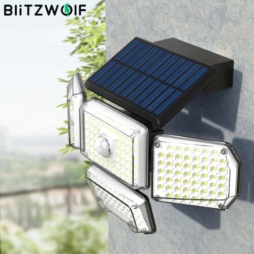 BlitzWolf BW-OLT6 214LEDs 4 Heads Solar Sensor Wall Street Light Waterproof LED Solar Lamp Outdoor Lighting Garden Yard Lamp