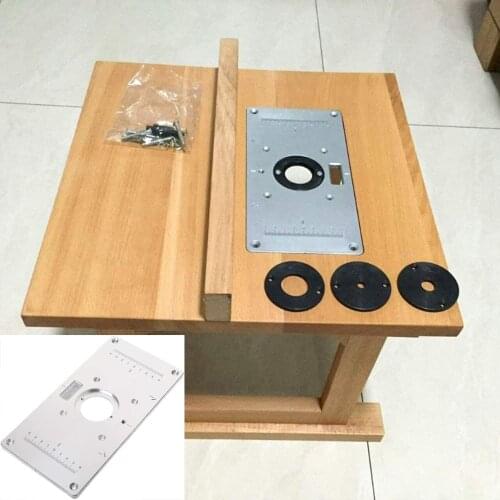 Router Table Plate 700C Aluminum Router Table Insert Plate + 4 Rings Screws for Woodworking Benches, 235mm x 120mm x 8mm