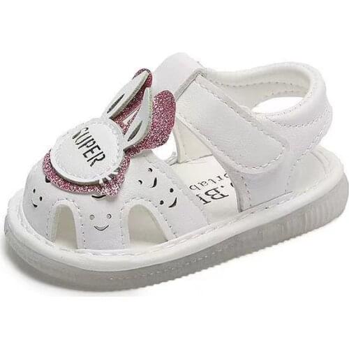Glitter Cartoon Rabbit Luminous Baby Sandals Girls Princess LED Light Summer Kids Flat Walking Shoes For Girl Sandals