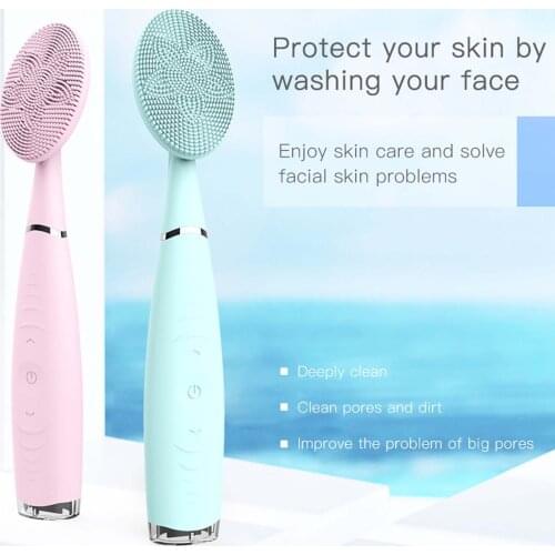 Mini Electric Facial Cleaning Brush Sonic Vibrator Waterproof Pore Cleaner Face Brush Washing Massage Silicone Skin Care Tool#g4
