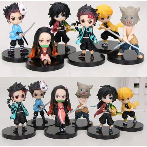 6pcs/set Demon Slayer figure toys Tanjirou Nezuko Kochou Shinobu Kyoujurou Agatsuma Hashibira Giyuu Kimetsu No Yaiba Toys